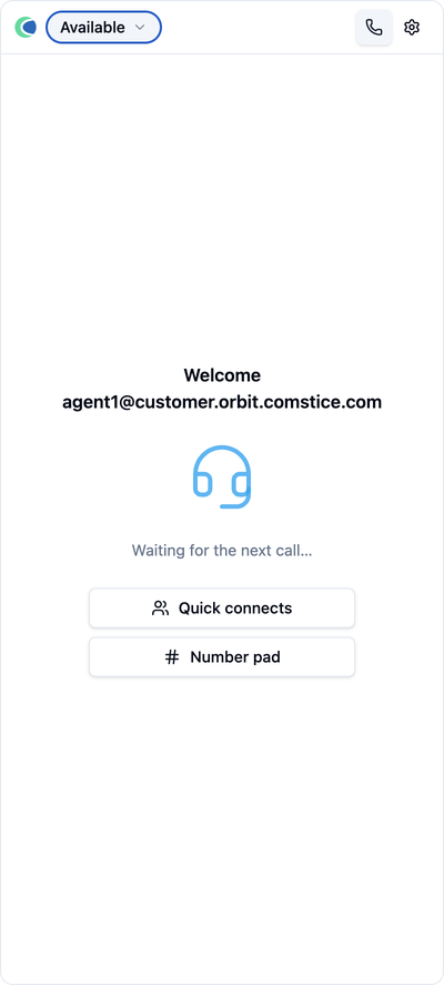 The Orbit Panel at rest, Available and waiting for a call