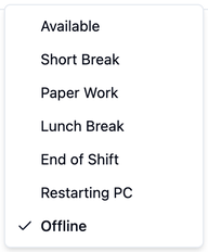 The state dropdown with Available and Not-Ready reasons