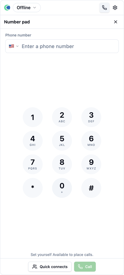 The number pad for dialing any number