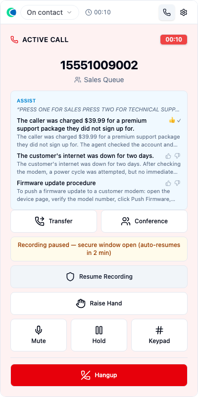 Recording paused with the secure-window banner and Resume Recording