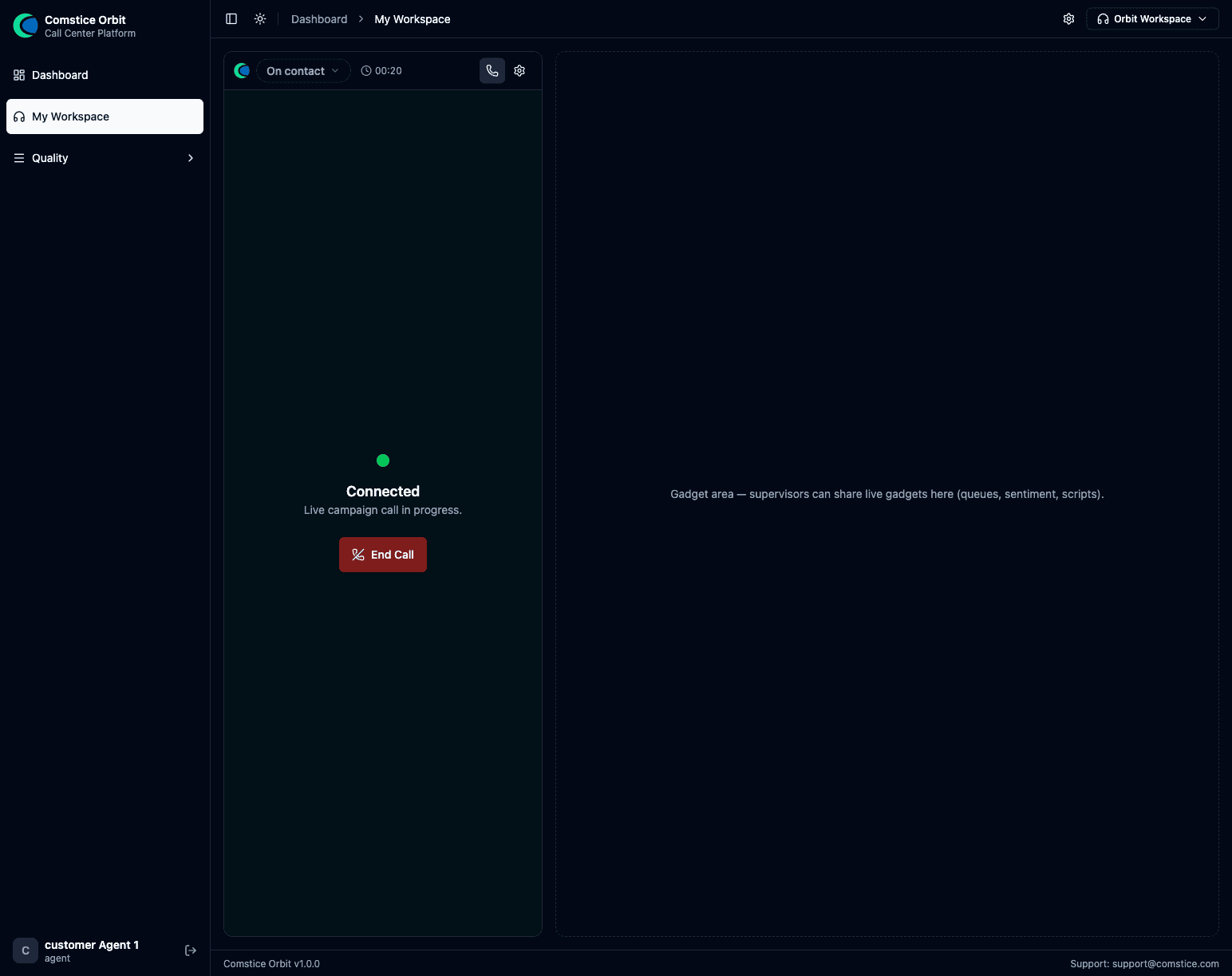 A connected campaign call in the agent softphone