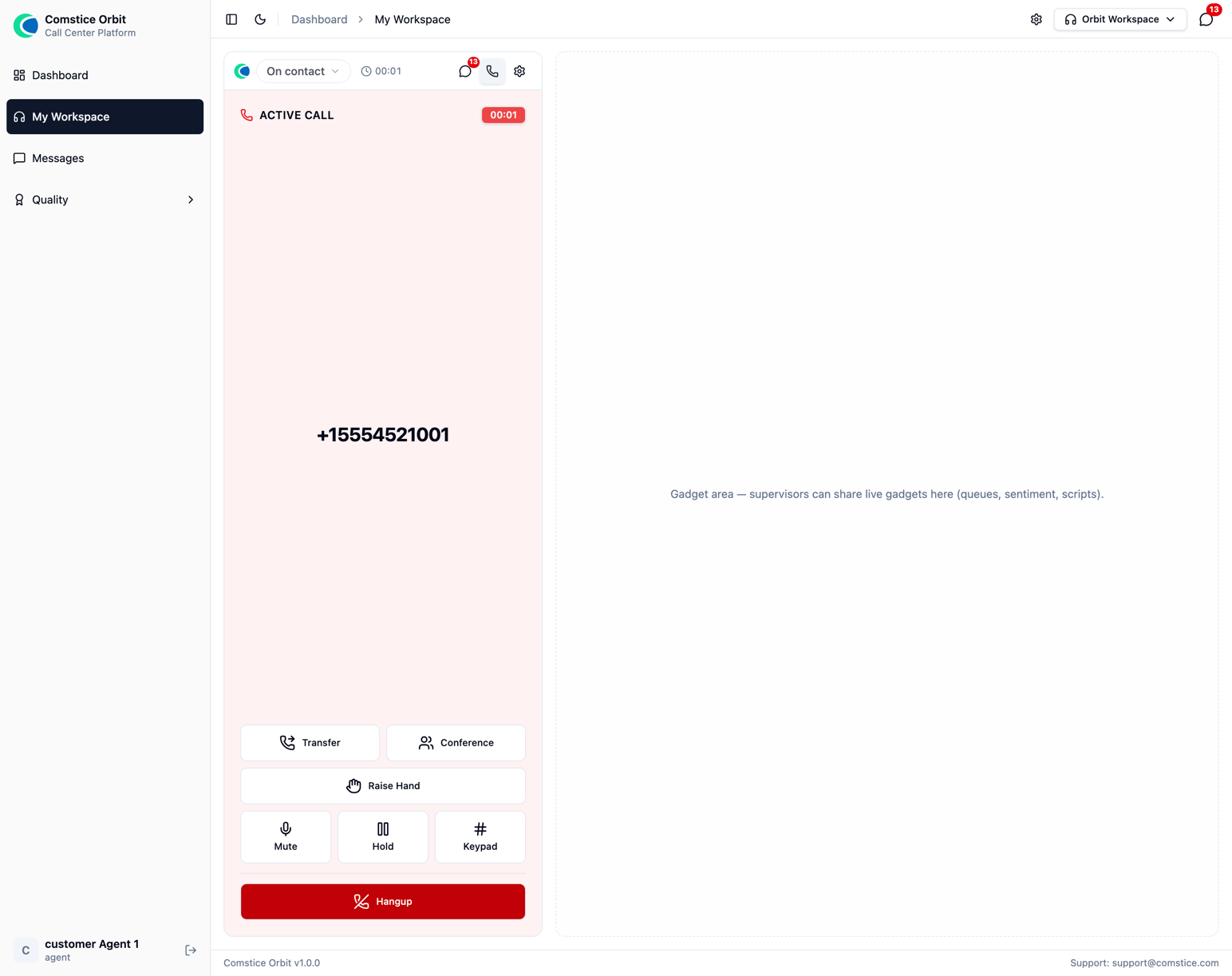 A connected campaign call in the agent softphone