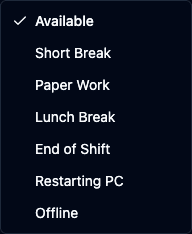 The state dropdown with Available and Not-Ready reasons