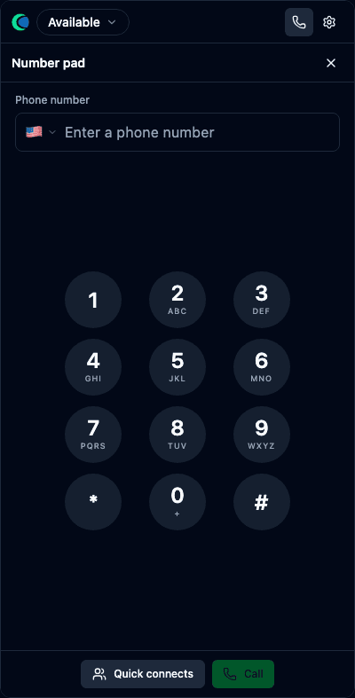 The number pad for dialing any number