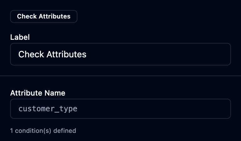 The check attributes properties panel