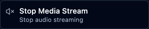 The stop media stream block in the palette