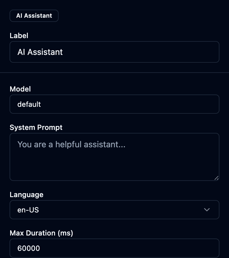 The ai assistant properties panel