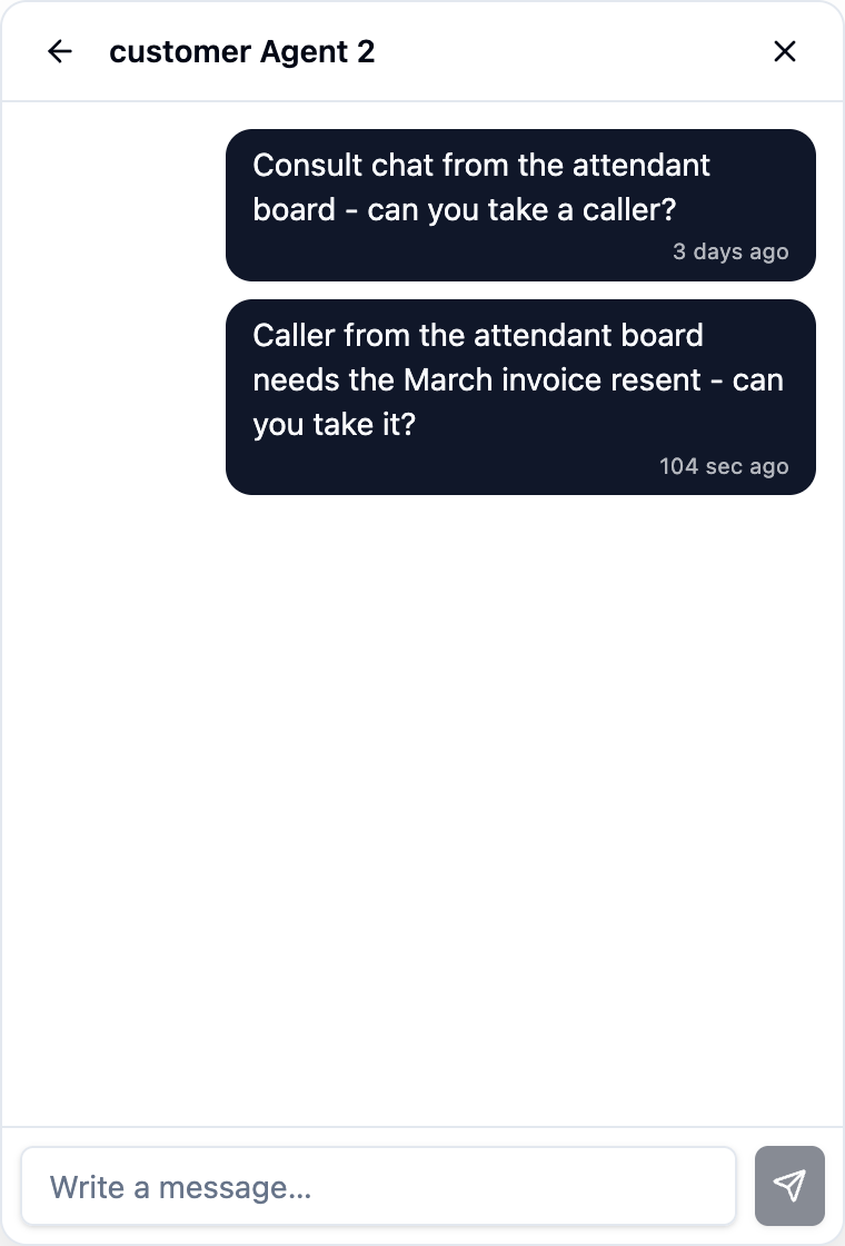 The floating chat dock open on a conversation