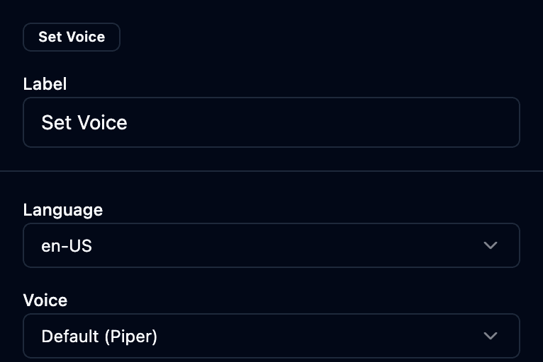The set voice properties panel