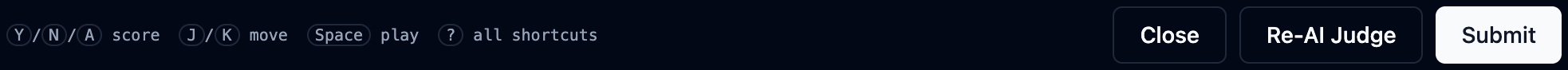 Drawer footer with the keyboard hints and the Submit button